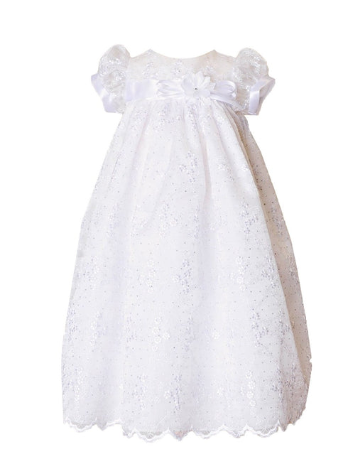 Baby Girls White Jada Christening Gown Newborn-24M - SophiasStyle.com